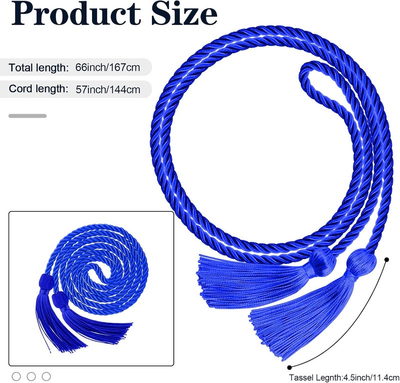 Leislam Graduation Honor Cords, Navy Blue Honor Cords, 2025 Graduation Cords with Tassel, Grad Cords, 67" Long Braided Cords for Bachelor Gown Graduation Decorations for Student Master Doctoral - Image 2